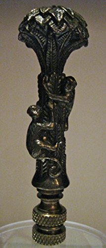 Monkeys in a Palm Tree Lamp Finial- Bronze - 3.5 Inch