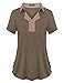 Miagooo Women's Lapel Collar V Neck 2-Button Short Sleeve Casual Polo Shirt