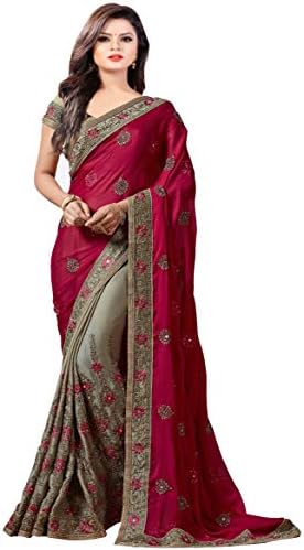 Arohi Designer Women's Georgette Saree with Blouse Piece (Pink, Free Size)
