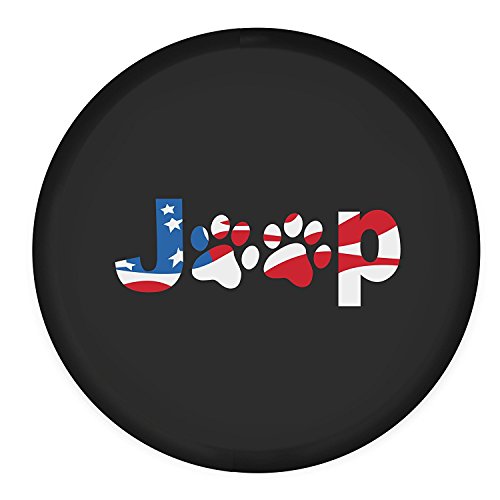 Spare Tire Cover with America Flag Dog Paws Logo Car Truck SUV