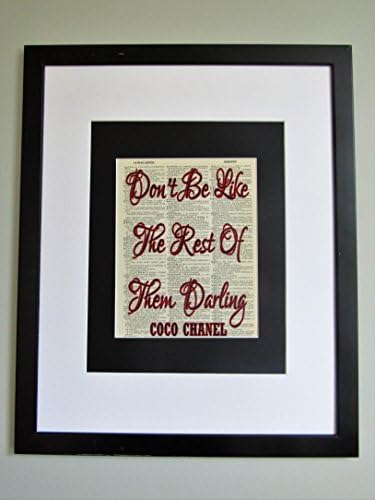 Don't Be Like The Rest Of Them Darling Coco Chanel Quote On Upcycled Vintage Dictionary Page Wall Décor Print