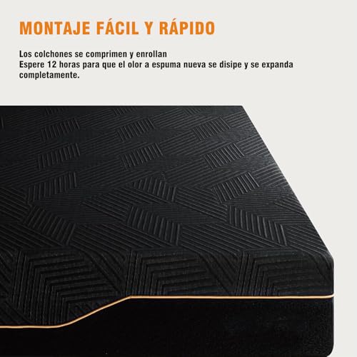 LOKOOY Colchón de Memory Foam 28cm, Colchones Matrimoniales con Gel de Enfriamiento, Colchon Firmeza Media en Caja, Alivio de Presión, Sin Fibra de Vidrio (Matrimonial)