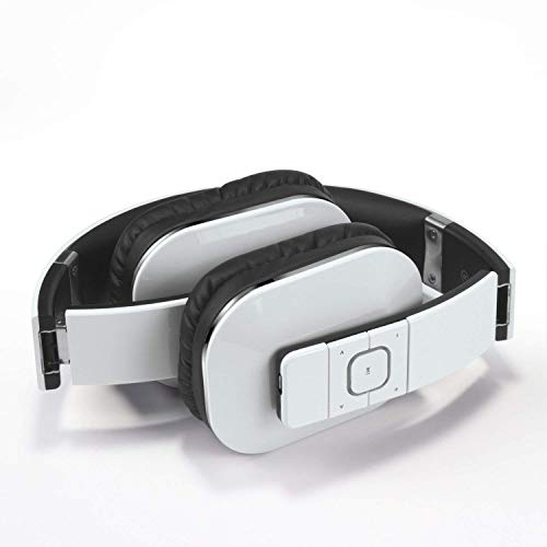 August EP650 Bluetooth Over Ear Wireless Stereo NFC 3.5mm Headphones with Rechargeable Battery, Audio In Socket, Multipoint and Built-in Microphone for Mobile Phones, iPhone, iPad, Laptops, Tablets, Smartphones - White