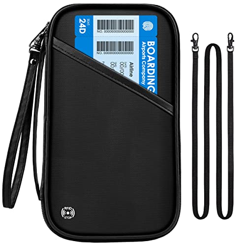 Travel Passport Wallets, Airtag Lightweight Family Passport Holder With RFID Blocking Passport Cover Case Waterproof Bag Document Organizer for Men and Women