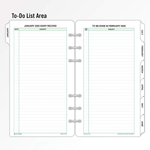 Day-Timer 2020 Monthly Planner Refill, 3-3/4" x 6-3/4", Portable Size 3, Two Pages Per Month, Loose Leaf, Traditional (87129)