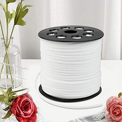 Wobe 100 Yards Suede Cord, Leather Cord 2.6mm x 1.5mm Suede Lace Faux Leather Cord with Roll Spool Beading Craft Thread for Bracelet Necklace Beading DIY Handmade Crafts Thread (White)