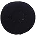BYOS Ladies Winter Solid Chic Slouchy Ribbed Crochet Knit Beret Beanie Hat W/WO Flower Adornment, Soft Touch (Black Flower)