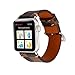TCSHOW 42mm 44mm Soft PU Leather Pastoral/Rural Style Replacement Strap Wrist Band with Silver Metal Adapter Compatible for Apple Watch Series 4/3/2/1 (Z7)