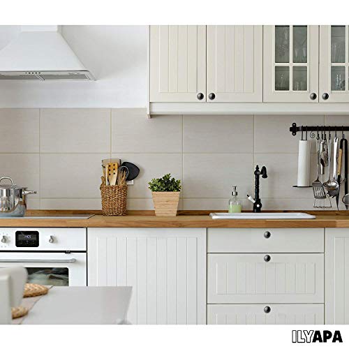 image for Ilyapa Flat Black Kitchen Cabinet Knobs - 1 1/4 Inch Round Drawer Hand