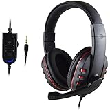 FNSHIP 3.5mm Wired Over-head Stereo Headband Gaming Headset Headphone with Mic Microphone Volume Control for SONY PS4 PC Tablet Laptop Smartphone