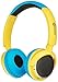 Contixo KB-300 Kid Safe 85DB Over The Ear Wireless Bluetooth LED Headphone with Volume Limiter, Built-in Microphone, Micro SD, FM Stereo Radio, Audio Input, Blue + Yellow