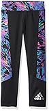 adidas Little Girls' Performance Tight Legging, Black/Green, 6X