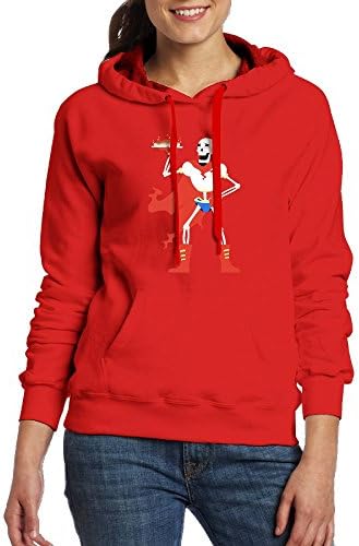 Red Skull and Pasta Pullover Hooded With Pockets Cool For Women Well Sweatshirt