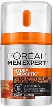 L'Oréal Paris Men Expert Face Moisturizer, Hydra Energetic 24H Anti-Fatigue Cream With Guarana + Vitamin C