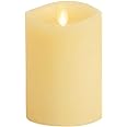 Luminara Realistic Artificial Moving Flame Pillar Candle - Moving Flame LED Battery Operated Lights - Unscented - Remote Ready - Remote Sold Separately - Ivory - 3" x 4.5"