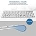Wireless Keyboard and Mouse，Ergonomic Quiet Silent USB Full Size Pro Compact Keyboards Mice Combo Compatible Laptop Computer Pc for Windows Xp Android（Silver and White）