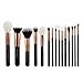 Jessup Makeup Brushes, Labeled Makeup Brush Set Premium Synthetic and Natural Hair Foundation Powder Concealer Eyeshadow Blending 15pcs Brush Kit, Rose Gold/Black T160