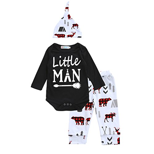 XUNYU 'Little Man' Long Sleeves Bodysuit Tops+Pants+Hat Baby Boy Clothing Set