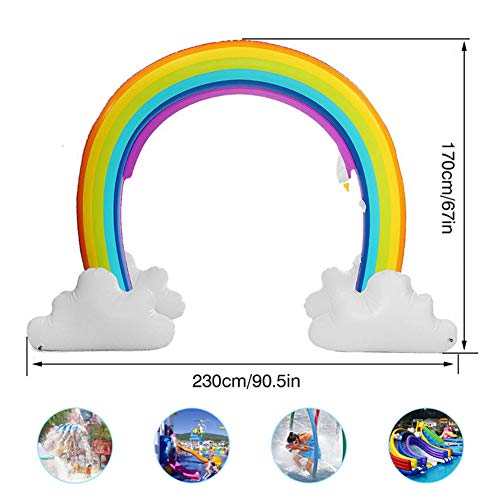 Ynredee Giant Inflatable Rainbow Arch Sprinkler,Inflatable Water Sprinkler Rainbow Outdoor Summer Water Spray Cool Play Fun Toy for Child Adult 78.74" (Rainbow)