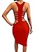 MISFONDLE Women's Sexy Bodycon Bandage Lace up Midi Club Dress Red