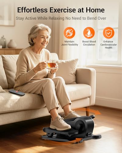 Under Desk Elliptical Machine, Electric Seated Pedal Exerciser, Quiet Leg Exerciser While Sitting for Seniors, Mini Portable Leg Exercise Machine with Remote, Adjustable 12-Speeds, Manual & Auto Mode