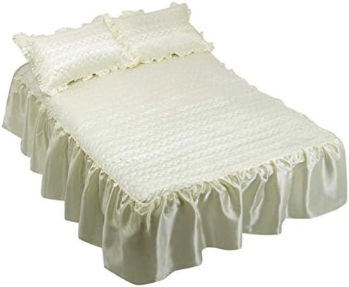 Emma Barclay Decorative Ruby Satin Quilted Bedspread & 1 Pillow Sham, Cream, Single