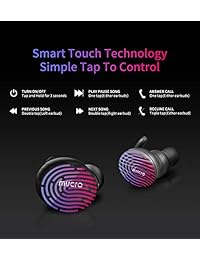MUCRO   Auriculares inalámbricos Bluetooth con cancelación de ruido, con ganchos para la oreja, control táctil Bluetooth 5.0 TWS, color negro (micrófono integrado, llamadas estéreo)