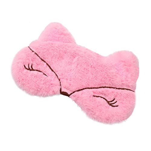 Laahoem Animal Sleep Eye Mask Cute Funny 3D Soft Fluffy Cartoon Eye Mask for Sleeping Travel Breathable Eyeshade Mask Kids Adult Women Fox Pink
