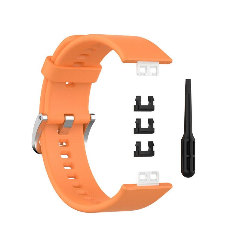 Panda Bobo Compatible with Huawei Watch Fit (TIA-B09/19/29/STA B39) Replacement Silicone Wrist Band Watchband Sport Strap (Orange)