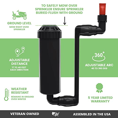 QuickSnap InGround 5Inch PopUp Adjustable Sprinkler with Quick Hose