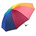 Inverted Rainbow Umbrella - Reverse Folding Non-Drip Design - Compact Travel Umbrella - Large Umbrella with Rainbow Canopy
