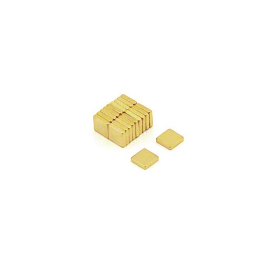 N50 Neodymium Gold Plated Magnet for Arts, Crafts, Model Making, DIY and Hobbies - 5mm x 5mm x 1.2mm thick 0.4kg Pull - Pack of 200