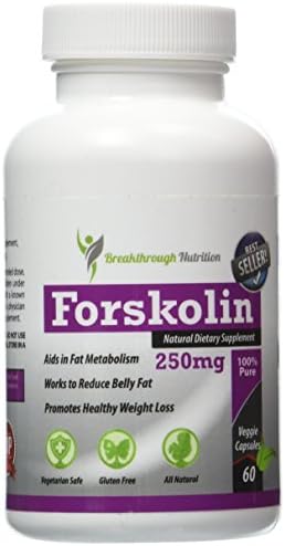 Breakthrough Nutrition Forskolin 180 Capsules 250mg Standardized to 20% for Weight Loss (60)