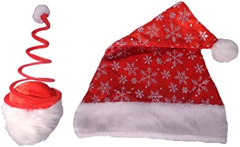 Wacky and Wild Christmas Headwear Set of 2 Spiral Top and Snowflake Santa Hats
