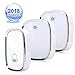 Wireless Doorbell, Waterproof Chime Kit Operating at 1000ft with 1 Push Button Transmitter（Battery included）and 2 plug-in Receivers,36 Chimes, No Batteries Required for Receivers, (White)