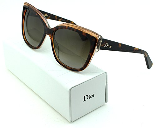 Dior Glisten 2 Cateye Women Sunglasses (Havana Frame, Brown Gradient Lens (0E59))