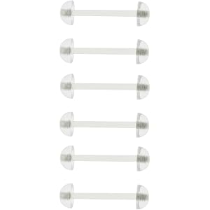 Elledia 14G Clear Flat Top Tongue Rings Half Ball Tongue Barbell 6pcs