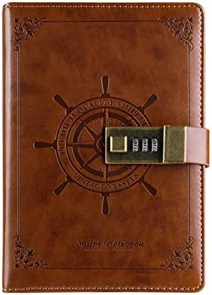 iwobi PU Notebook with Password, Combination Lock Notebook Secret Journal Writing Notebook(Brown) - Image 3