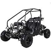 HHH Gokart GK110 Upgraded 125cc Go Kart Gas Fully Automtatic with Reverse Youth Kids 2 Seater 125cc Kart (Black Color)