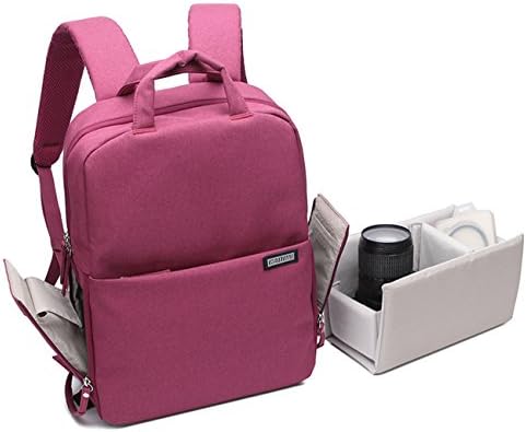 Camera Bag DSLR Laptop Backpack Waterproof Travel Large Size Multifunctional Backbag Water Resistant Sony Canon Nikon Olympus Lens Tripod and Accessories (M, Red)