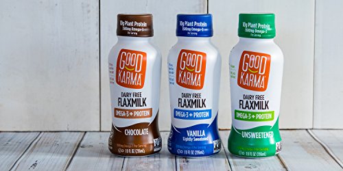 Good Karma Plant-Powered Flaxmilk, Unsweetened, 10 oz Shelf-Stable Bottle (Pack of 12) Dairy-Free, Plant Based Milk Alternative...