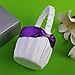 Topwedding Purple Bow White Satin Wedding Ring Bearer Pillow Flower Girl Basket Set