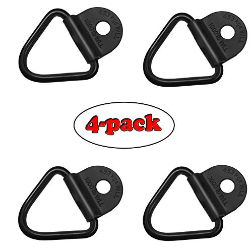 MOEBULB Cargo Tie-Down V-Ring Anchors 4-Pack Black Steel Bolton Trailer V-Ring Tie Down for Trailers, Trucks and Warehouses Replacement for D-Ring Plastic Flush Mount Pan Fitting Tiedown
