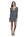 Persun Women Grey V Neck Long Sleeve Bodycon Mini Sweater Dress Top, Grey, Large