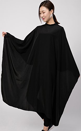 Salon Hair Cutting Cape, Black Salon Gown, 55" x 59" , 5.8 Ounces,Super Silky Smooth