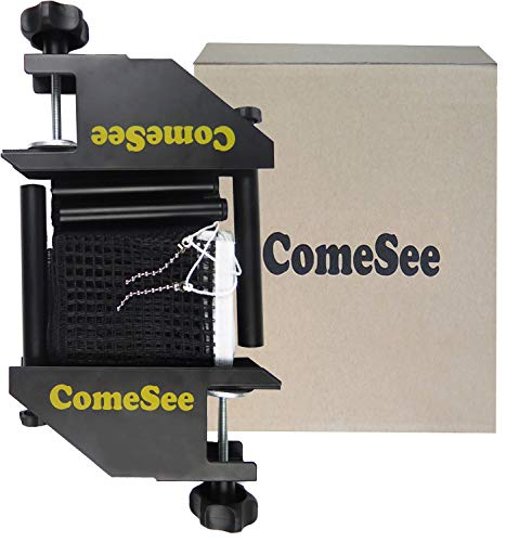 ComeSee Strength Screw Clamp Table Tennis Net and Post Set, 1.65 Inch Width Grip Holder, Insert Type Ping Pong Net Clip, Tension and Height Adjustable Easy Set Up (Black) - Thumbnail 7