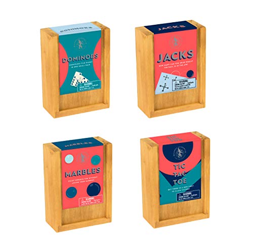 Classic Wooden Games Collection: Dominoes / Jacks / Marbles / Tic Tac Toe