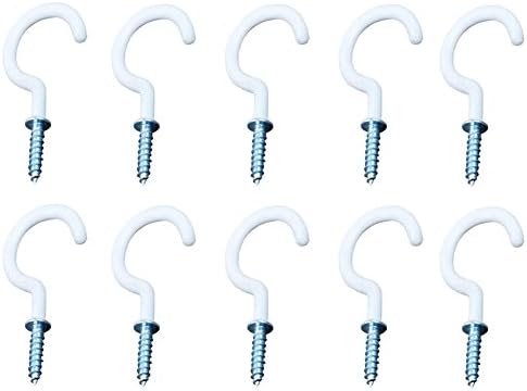 10pcs White Small Self Tapping Screws Hanging Hook Ceiling Hooks