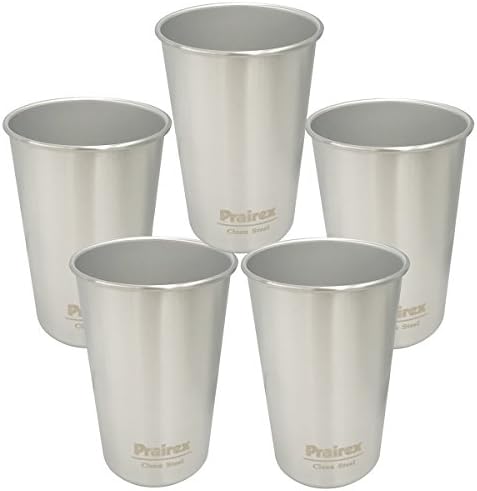 16 oz Clean Steel Stainless Steel Pint Cups - BPA free 18/8 304 Food Grade SS Metal Camping Cups Pack of 5 (Silver)