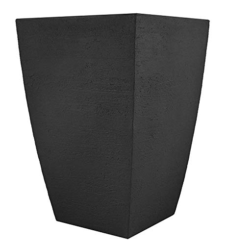 Tusco Products MSQT19BK Modern Square Garden Planter, 19-Inches Tall, Black (Pack of 2)